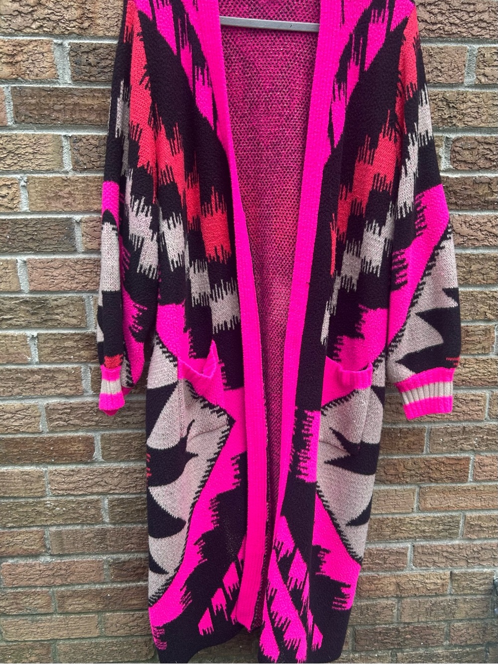 torrid Hot Pink Patterned Open-Front Cardigan size 3 Torrid size XXL